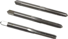 Interstate - #12-24 UNC, 4 Flute, Bottoming, Plug & Taper, Bright Finish, High Speed Steel Tap Set - Right Hand Cut, 2-3/8" OAL, 15/16" Thread Length - Exact Industrial Supply