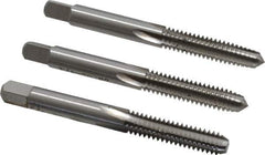 Interstate - 1/4-20 UNC, 4 Flute, Bottoming, Plug & Taper, Bright Finish, High Speed Steel Tap Set - Right Hand Cut, 2-1/2" OAL, 1" Thread Length - Best Tool & Supply