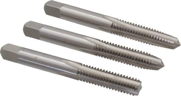 Interstate - 5/16-18 UNC, 4 Flute, Bottoming, Plug & Taper, Bright Finish, High Speed Steel Tap Set - Right Hand Cut, 2-23/32" OAL, 1" Thread Length - Best Tool & Supply