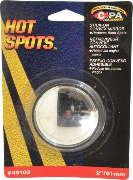 Value Collection - Automotive Round Convex Blind Spot Stick-On Mirror - Stainless Steel, 2" Mirror Diam - Best Tool & Supply