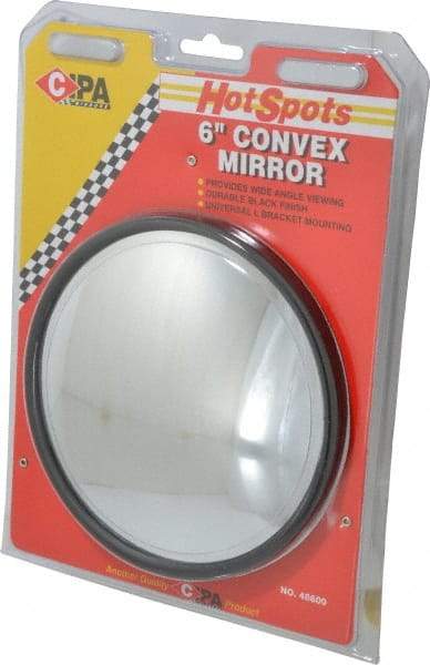 Value Collection - Automotive Full Size Convex Round Mirror with L Bracket - Black, 6" Mirror Diam - Best Tool & Supply