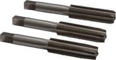 Interstate - 1/2-20 UNF, 4 Flute, Bottoming, Plug & Taper, Bright Finish, High Speed Steel Tap Set - Right Hand Cut, 3-3/8" OAL, 1-21/32" Thread Length - Exact Industrial Supply