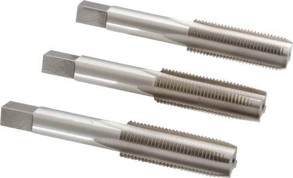 Interstate - 9/16-18 UNF, 4 Flute, Bottoming, Plug & Taper, Bright Finish, High Speed Steel Tap Set - Right Hand Cut, 3-19/32" OAL, 1-21/32" Thread Length - Best Tool & Supply