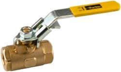 Parker - 3/8" Pipe, Brass Standard Ball Valve - FNPT Ends, Tee Handle, 150 WSP - Best Tool & Supply