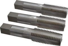 Interstate - 1-1/4 - 7 UNC, 4 Flute, Bottoming, Plug & Taper, Bright Finish, High Speed Steel Tap Set - Right Hand Cut, 5-3/4" OAL, 2-9/16" Thread Length - Exact Industrial Supply