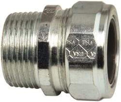 Cooper Crouse-Hinds - 0.85 to 0.95" Cable Capacity, Liquidtight, Straight Strain Relief Cord Grip - 1 NPT Thread, 1-7/8" Long, Steel - Best Tool & Supply