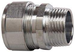 Cooper Crouse-Hinds - 3/4 to 0.85" Cable Capacity, Liquidtight, Straight Strain Relief Cord Grip - 3/4 NPT Thread, 1-9/16" Long, Steel - Best Tool & Supply