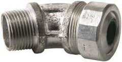 Cooper Crouse-Hinds - 0.45 to 0.56" Cable Capacity, Liquidtight, Elbow Strain Relief Cord Grip - 3/4 NPT Thread, 2-17/32" Long, Malleable Iron - Best Tool & Supply