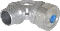 Cooper Crouse-Hinds - 0.35 to 0.45" Cable Capacity, Liquidtight, Elbow Strain Relief Cord Grip - 3/4 NPT Thread, 2-5/16" Long, Malleable Iron - Best Tool & Supply