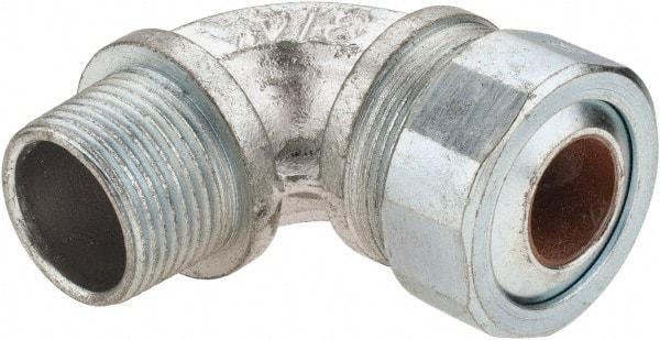 Cooper Crouse-Hinds - 0.55 to 0.65" Cable Capacity, Liquidtight, Elbow Strain Relief Cord Grip - 3/4 NPT Thread, 2-5/16" Long, Malleable Iron - Best Tool & Supply