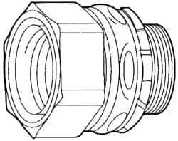 Cooper Crouse-Hinds - 0.45 to 0.56" Cable Capacity, Liquidtight, Straight Strain Relief Cord Grip - 1 NPT Thread, 1-3/4" Long, Steel - Best Tool & Supply