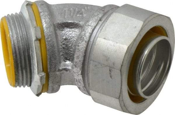 Cooper Crouse-Hinds - 1-1/4" Trade, Malleable Iron Threaded Angled Liquidtight Conduit Connector - Insulated - Best Tool & Supply