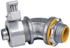 Cooper Crouse-Hinds - 3/8" Trade, Malleable Iron Threaded Angled Liquidtight Conduit Connector - Insulated - Best Tool & Supply