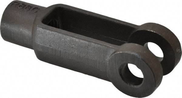 Jergens - 3/4-10 Thread, 1-1/2" Yoke Width, Carbon Steel, Tapped Yoke - 5/8" Hole Diam, 2-3/4" Hole Center to Neck, 1-3/8" Yoke Arm Height, 1-1/8" Neck Diam, 1-1/4" Neck Length, 4" OAL - Best Tool & Supply