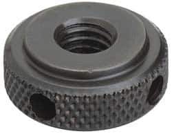 Jergens - 5/8-11" UNC Thread, Black Oxide Finish, Steel Round Knurled High Torque Check Nut - 7/16" Overall Height, 1-3/8" Head Diam, 1-1/8" Base Diam - Best Tool & Supply