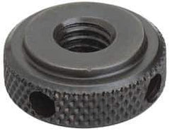 Gibraltar - 5/8-11" UNC Thread, Black Oxide Finish, Steel Round Knurled High Torque Check Nut - 7/16" Overall Height, 1-3/8" Head Diam, 1-1/8" Base Diam - Best Tool & Supply