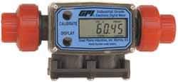 GPI - 1/2" Port Electronic Digital Flowmeter & Totalizer - 150 Max psi, 1.2 to 12 GPM, PVDF - Best Tool & Supply