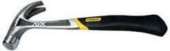 Stanley - 1 Lb Head, Curved Claw Nail Hammer - 13-1/2" OAL, Forged Steel Head, 1-3/16" Face Diam, Smooth Face, Steel Handle with Grip - Best Tool & Supply