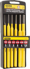 Stanley - 6 Piece, 1/16 to 5/16", Pin Punch Set - Hex Shank, Comes in Plastic Case - Best Tool & Supply