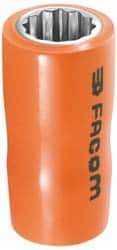 Facom - 3/8" Drive, Standard Hand Socket - 12 Points, 1-13/16" OAL, Alloy Steel - Best Tool & Supply