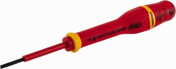 Facom - 150mm OAL Standard Slotted Screwdriver - 100mm Blade Length, Round Shank, Ergonomic Handle - Best Tool & Supply