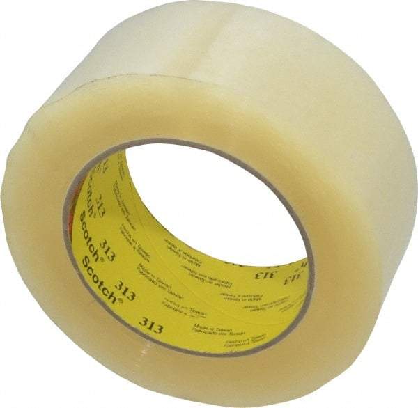 3M - 2" x 110 Yd Clear Acrylic Adhesive Sealing Tape - Polypropylene Film Backing, 2.55 mil Thick, 56 Lb Tensile Strength, Series 313 - Best Tool & Supply