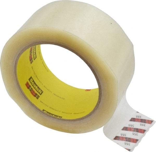 3M - 2" x 55 Yd Clear Rubber Adhesive Sealing Tape - Polyester Film Backing, 3.43 mil Thick, 69 Lb Tensile Strength, Series 355 - Best Tool & Supply