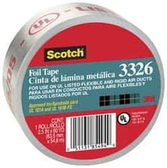 3M - 2-1/2" x 55m Silver Foil Tape - 4.4 mil, Acrylic Adhesive, Aluminum Foil Backing, -20°F to 250°F, Series 3326 - Best Tool & Supply