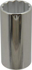 Proto - 1/2" Drive, Deep Hand Socket - 12 Points, 3-1/4" OAL, Chrome Vanadium, Chrome Finish - Best Tool & Supply