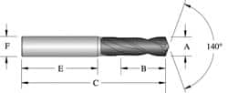 Allied Machine and Engineering - 18.00098mm 140° Spiral Flute Solid Carbide Screw Machine Drill Bit - Best Tool & Supply