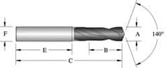 Allied Machine and Engineering - 18.00098mm 140° Spiral Flute Solid Carbide Screw Machine Drill Bit - Best Tool & Supply