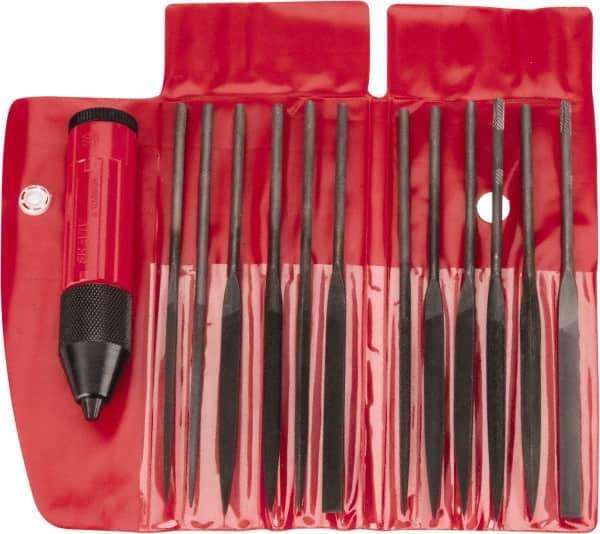 Value Collection - 13 Piece Swiss Pattern File Set - Medium Coarseness, Set Includes Crochet, Flat, Pippin, Round, Slitting, Square, Three Square - Best Tool & Supply