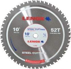 Lenox - 10" Diam, 5/8" Arbor Hole Diam, 52 Tooth Wet & Dry Cut Saw Blade - Titanium Carbide-Tipped, General Purpose Action, Standard Round Arbor - Best Tool & Supply