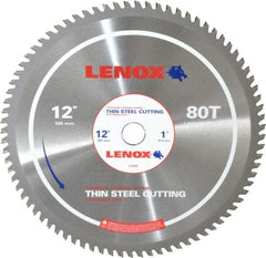 Lenox - 12" Diam, 1" Arbor Hole Diam, 80 Tooth Wet & Dry Cut Saw Blade - Titanium Carbide-Tipped, General Purpose Action, Standard Round Arbor - Best Tool & Supply