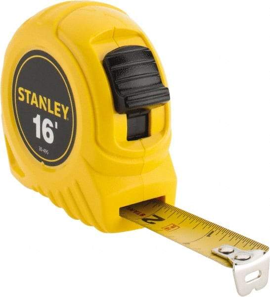 Stanley - 16' x 3/4" Yellow Blade Tape Measure - 1/32 & 1/16" Graduation, Inch Graduation Style, Yellow Case - Best Tool & Supply