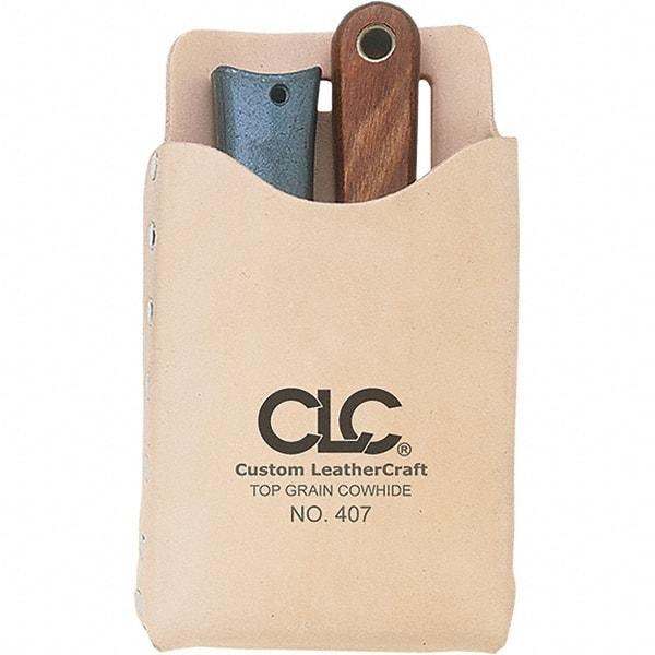 CLC - General Purpose Holster with 1 Pocket - Leather, Natural (Color), 4-1/4" Wide x 7-1/2" High x 1" Deep - Best Tool & Supply