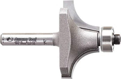 Amana Tool - 1-1/2" Cut Diam, 3/4" Length of Cut, 2 Flute Round-Over Edge Profile Router Bit - Carbide-Tipped, 1/4" Shank Diam, 2-1/4" OAL, Uncoated - Best Tool & Supply