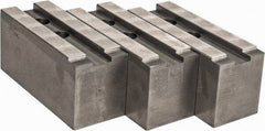 Abbott Workholding Products - 15 to 18" Chuck Capacity, 1.5mm x 60° Serrated Attachment, Square Soft Lathe Chuck Jaw - 3 Jaws, Steel, 1.6929" Btw Mount Hole Ctrs, 6-1/2" Long x 2-1/2" Wide x 3" High, 0.8661" Groove, 0.7874" & 20mm Fastener - Best Tool & Supply