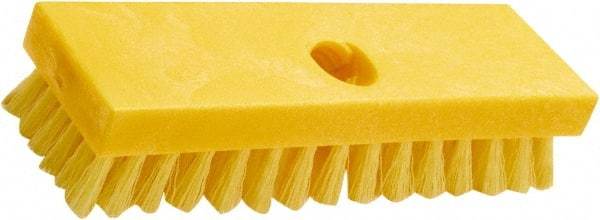 Rubbermaid - 1" Bristle Length, Polypropylene Scrub Brush - 8" OAL, Threaded Handle, Yellow, Plastic Block - Best Tool & Supply