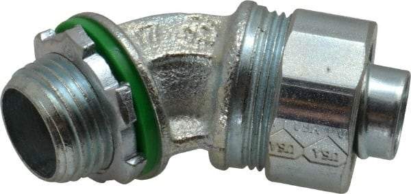 Cooper Crouse-Hinds - 1/2" Trade, Malleable Iron Threaded Angled Liquidtight Conduit Connector - Noninsulated - Best Tool & Supply