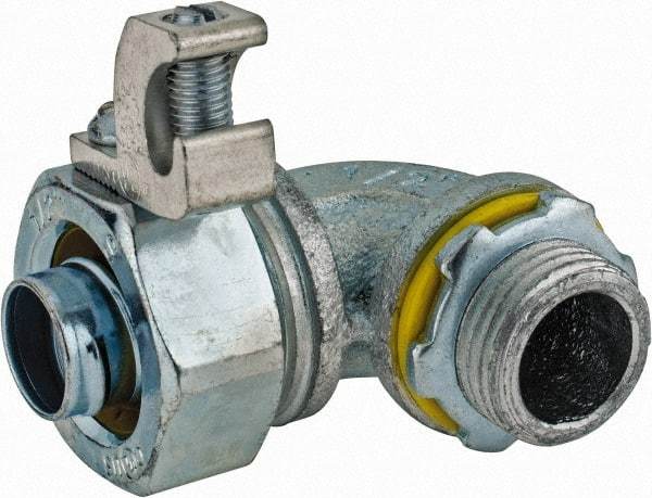 Cooper Crouse-Hinds - 1/2" Trade, Malleable Iron Threaded Angled Liquidtight Conduit Connector - Noninsulated - Best Tool & Supply