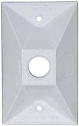 Cooper Crouse-Hinds - 1 Outlet, 1/2" Hole Diam, Powder Coat Finish, Rectangle Noncorrosive Weatherproof Box Cover - 4-1/2" Long x 2-3/4" Wide x 7/8" High, Wet Locations, Aluminum, UL Listed - Best Tool & Supply