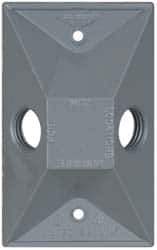 Cooper Crouse-Hinds - 2 Outlet, 1/2" Hole Diam, Powder Coat Finish, Rectangle Noncorrosive Weatherproof Box Cover - 4-5/8" Long x 2-7/8" Wide x 1-1/16" High, Wet Locations, Aluminum, UL Listed - Best Tool & Supply