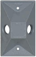 Cooper Crouse-Hinds - 2 Outlet, 1/2" Hole Diam, Powder Coat Finish, Rectangle Noncorrosive Weatherproof Box Cover - 4-5/8" Long x 2-7/8" Wide x 1-1/16" High, Wet Locations, Aluminum, UL Listed - Best Tool & Supply