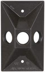 Cooper Crouse-Hinds - 3 Outlet, 1/2" Hole Diam, Powder Coat Finish, Rectangle Noncorrosive Weatherproof Box Cover - 4-5/8" Long x 2-7/8" Wide x 1-1/16" High, Wet Locations, Aluminum, UL Listed - Best Tool & Supply