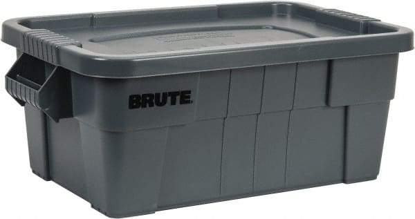 Rubbermaid - 14 Gal, 400 Lb Load Capacity Gray Polyethylene Tote Container - Nesting, 27.9" Long x 16-1/2" Wide x 10.7" High, Lid Included - Best Tool & Supply