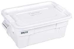 Rubbermaid - 14 Gal, 400 Lb Load Capacity White Polypropylene Tote Container - Nesting, 27.9" Long x 16-1/2" Wide x 10.7" High, Lid Included - Best Tool & Supply