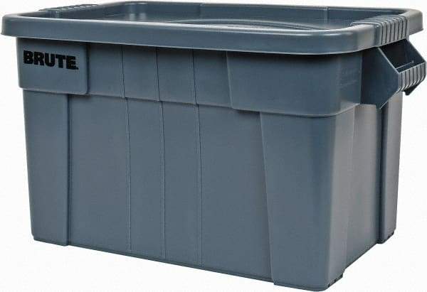 Rubbermaid - 20 Gal, 400 Lb Load Capacity Gray Polypropylene Tote Container - Nesting, 27.9" Long x 17.4" Wide x 15.1" High, Lid Included - Best Tool & Supply