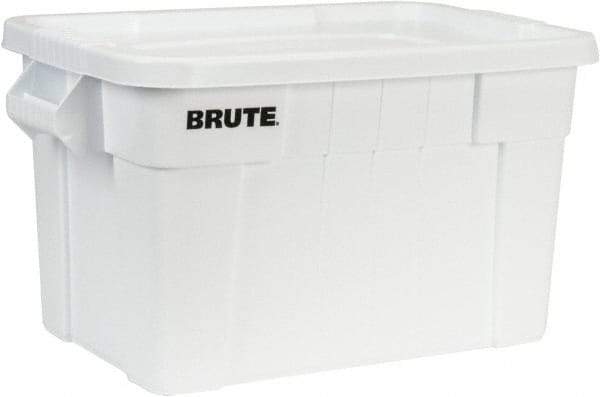 Rubbermaid - 20 Gal, 400 Lb Load Capacity White Polyethylene Tote Container - Nesting, 27.9" Long x 17.4" Wide x 15.1" High, Lid Included - Best Tool & Supply