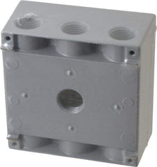 Cooper Crouse-Hinds - 2 Gang, (7) 1/2" Knockouts, Aluminum Rectangle Outlet Box - 4-9/16" Overall Height x 4-5/8" Overall Width x 2-1/16" Overall Depth, Weather Resistant - Best Tool & Supply